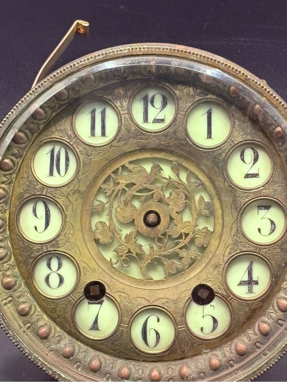 Tiffany & Co Uranium Desk Clock Case Bird Pierced Antique Case Estate Find 1900s